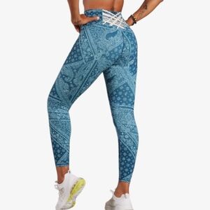 🛍Buy2Get1 Fabletics Powerhold KesslerII High W. Strappy 7/8 Leggings Blue Nova